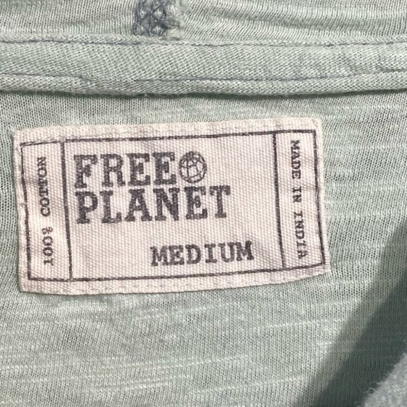 Free Planet Henley Hoodie Shirt Mint Green - Picture 3 of 8
